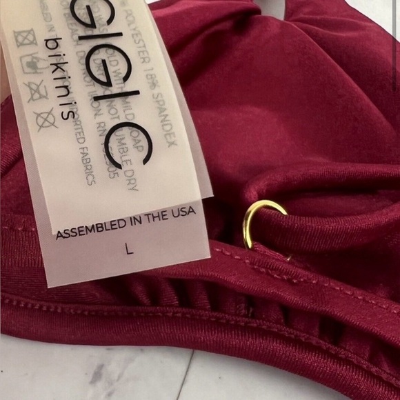 GIGI C Burgundy Triangle String Bikini Top - Picture 10 of 13